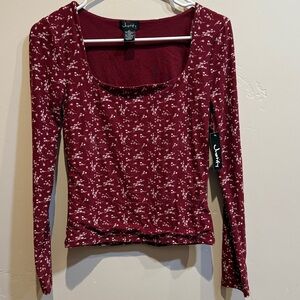 Justify Burgundy Floral Long Sleeve Top